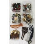4 small trays of vintage costume jewellery to include necklaces, earrings and hair slides.