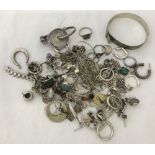 A large quantity of scrap white metal / silver jewellery.