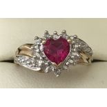 A 9ct gold created ruby and diamond ring.