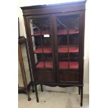 An Edwardian inlaid 2 door glass fronted display cabinet.