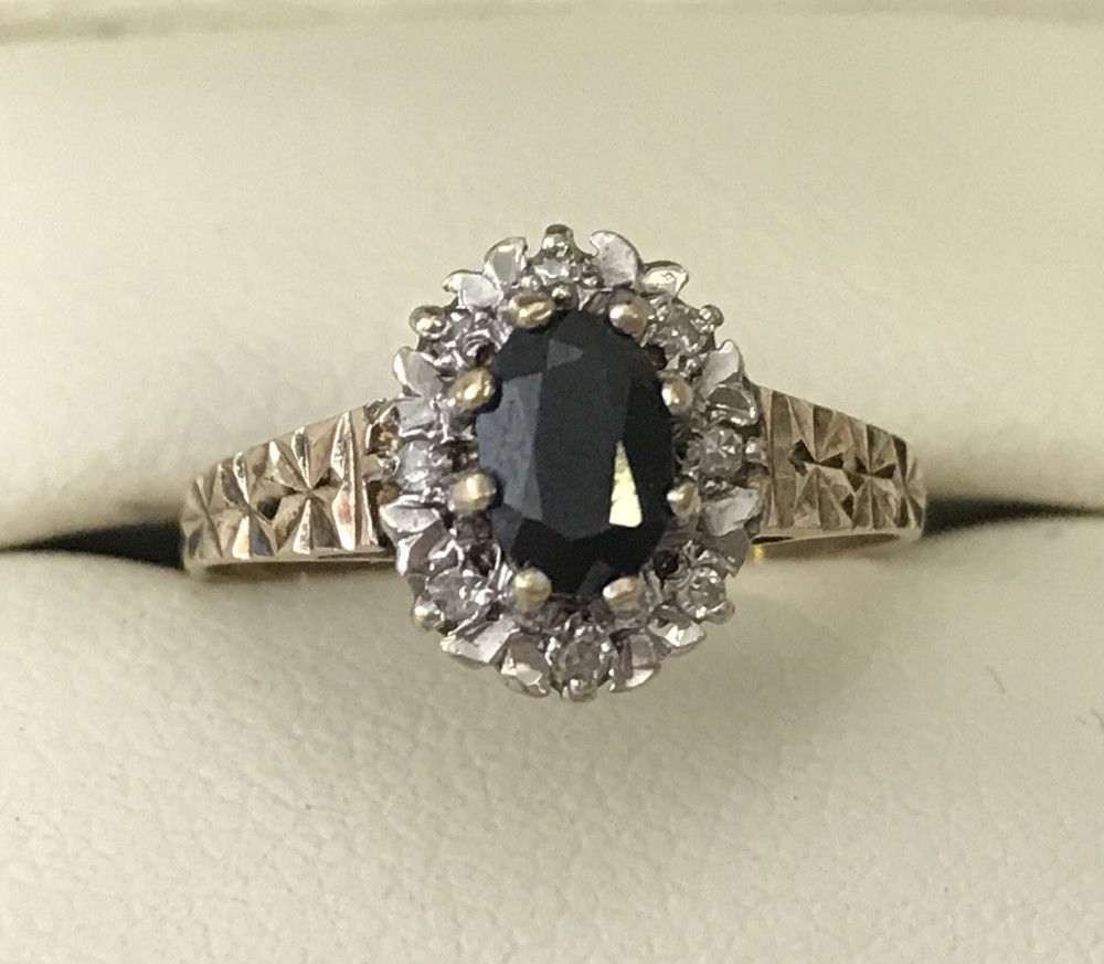 A 9ct gold sapphire dress ring.