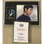 A framed and glazed signed photo from " Star Trek Beyond" Zachary Quinto's Spock.