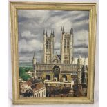 A oil on board of Lincoln Cathedral, signed to lower left.