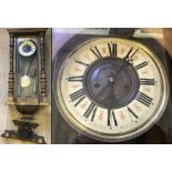An antique wooden cased wall hanging clock with turned column decoration, for a restoration project.