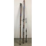 3 vintage fishing rods to include tubular glass construction Daiwa rod.