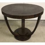 A dark wood Art Deco circular shaped occasional table by Fischel of Czechoslovakia.