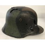 Imperial German WW1 pattern Stalhelm tin helmet with damage - repainted