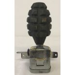 WWII pattern American OSS Booby Trap pressure switch & inert grenade.