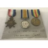 British WWI medal trio, named to Pte T. Hesp G-6839 East Kent Regt.