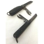 2 WWII British Army issue military penknives with grip handles.