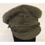 WWI pattern British cloth trench cap badged to the Royal Artillery.