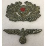 WWII Normandy relic. German Officers cap Eagle and Cockade.