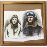 2 framed and glazed signed prints of WW11 Battle of Britain Pilots.