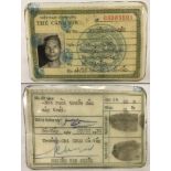 Vietnam War Era South Vietnamese ID Card.