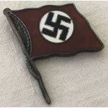 German WWII pattern pin back lapel badge in the shape of a party flag.