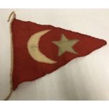 Turkish WWI pattern Ottoman Era Pennant, feint Ottoman crest.