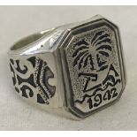 German WWII pattern Africa Corps ring, stamped 925.