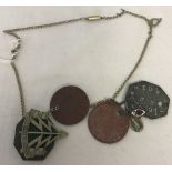 WWII pattern British dog tags to a Normandy Veteran, G. Hide 2159012, on a chain