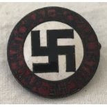 German WWII pattern N.S.D.A.P circular pin back lapel badge.