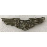 WWII pattern silver US Air Crew Wings pin back badge.