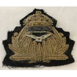 RNAS Officer's cloth & gilt cap badge