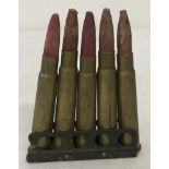 WWII pattern Home Front Interest. Clip of 5 Inert 303 Home Guard Training rounds for the P14 Rifle.