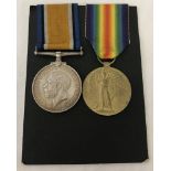 A WWI medal pair, Victory medal and British War medal.