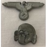 German WW2 pattern - SS cap eagle & skull cap badges