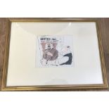 Original 'Larry' Terence Parkes watercolour football cartoon 'Brother Paul'.