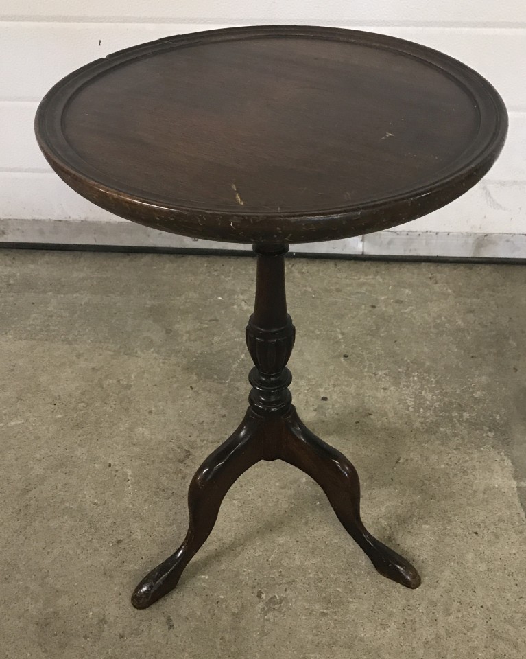 Vintage mahogany tripod wine table.