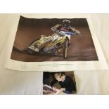 A signed Hans Andersen limited edition speedway print - 'The Retro Star'.