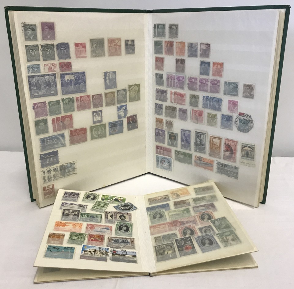2 stamp stock books containing British & World stamps.