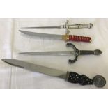 4 reproduction ornamental knives with decorative handles (one a/f).