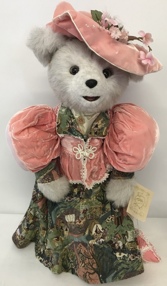 An American Tilly Collectibles " Amelia Ashterville " Bear dressed in period costume.