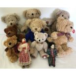 8 collectable Teddy Bears and 2 dolls.