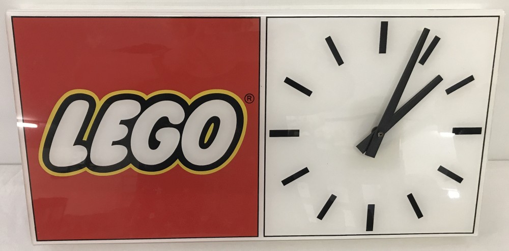 A c1960-80's LEGO point of sale advertising clock.