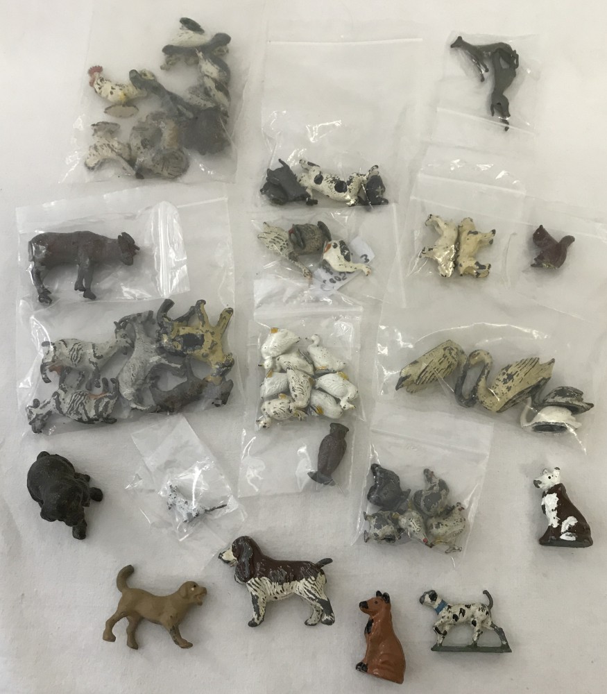 A quantity of vintage lead animals.
