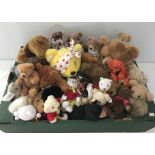 A box of 30+ assorted soft toy bears.