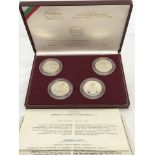 Boxed 4 coin silver proof Portuguese commemorative coin set.
