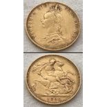 An 1892 Victoria old head Sovereign. Melbourne Mint. George & Dragon