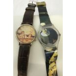 A gents wristwatch depicting Raphael's Sanzio's Angels with leather strap.