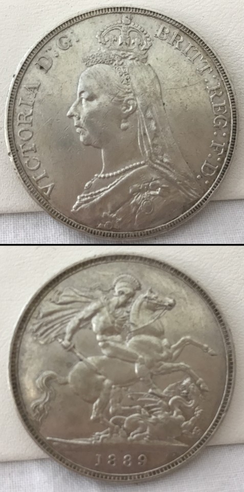 An 1889 Victoria silver crown.