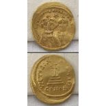 Gold Heraclius and Heraclius Constantine Solidus coin. 610-641 AD.