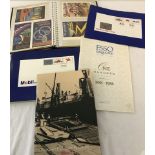 4 vintage fuel company publications together with a postcard album containing postcard replicas.