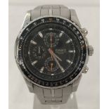 Aviators Chronograph stainless steel cased wristwatch by Casio with black multi function dial.