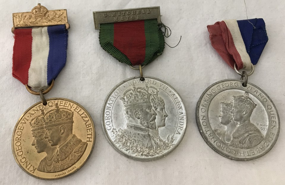 3 British Royal commemorative medals.