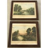A pair of vintage wooden framed and glazed prints of paintings by Elwin Edwards.