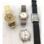 4 military mechanical watches to include 2 on metal expandable straps.