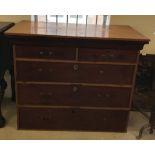 A 2 over 3 drawer chest with pelmet shaped top and drop down handles (some a/f).