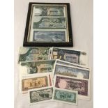 A collection of approx. 43 Cambodian bank notes.